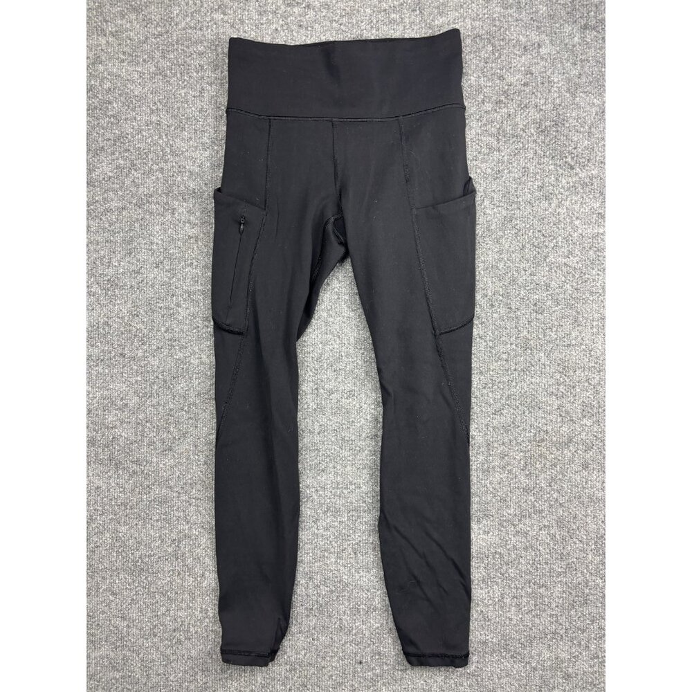 Athleta Leggings Womens XS Black High Rise Ankle Yoga Pants Pockets Zip Gym